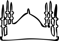 Mosque Religious Oriental Hand Drawn Outlined Building Vinyl Cutting Svg File, Free Vectors File